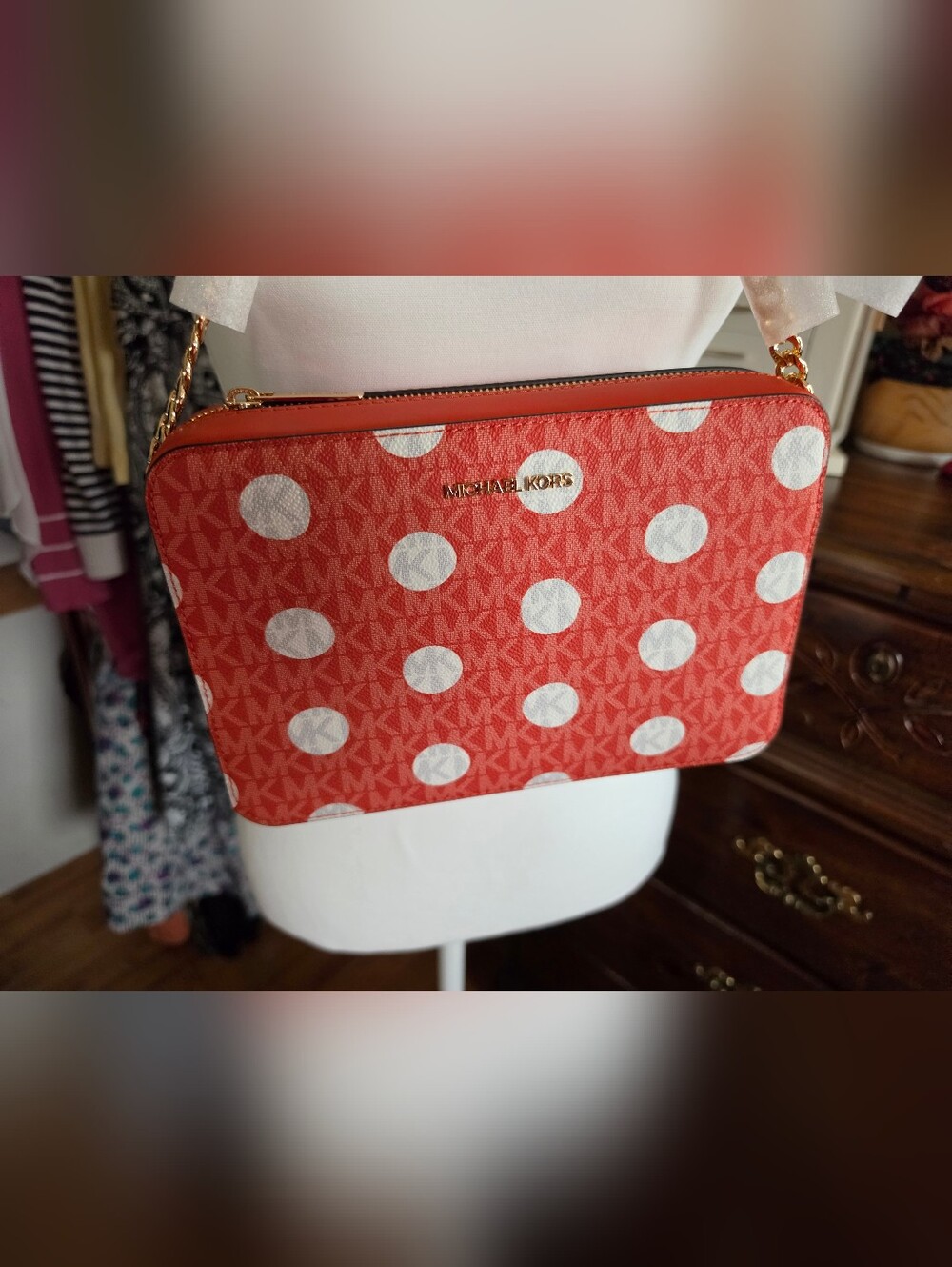 Michael Kors Jet Set Polka Dot Crossbody - Picture 1 of 14